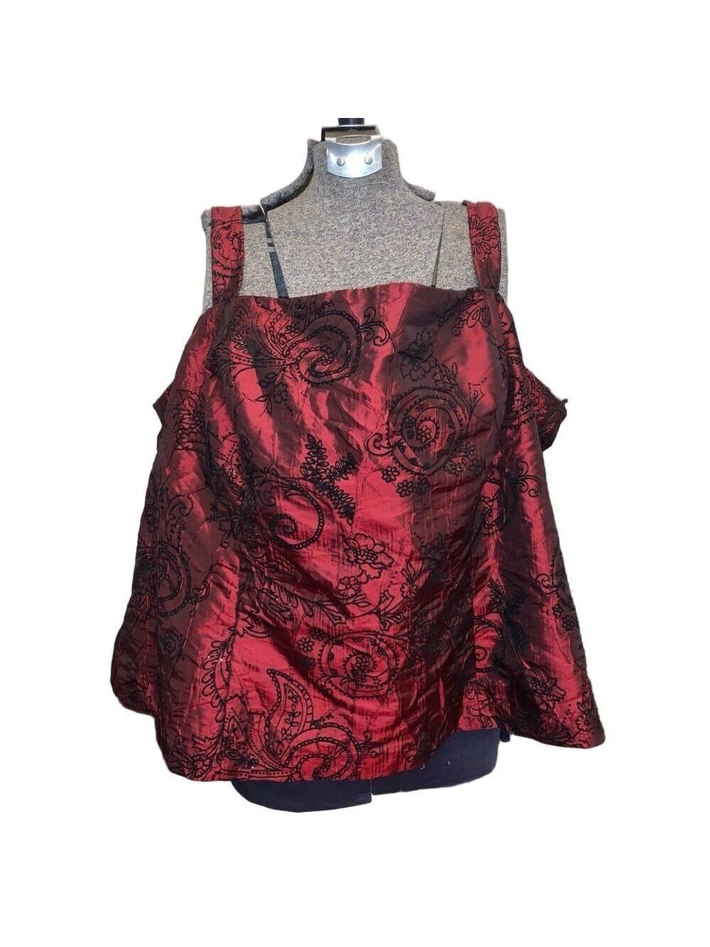 Women's R&M Richards Plus 2X Red & Black Paisley Tank Top